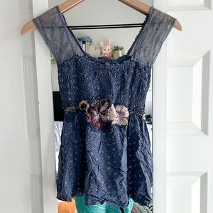 Free People Boho Beaded Top Small